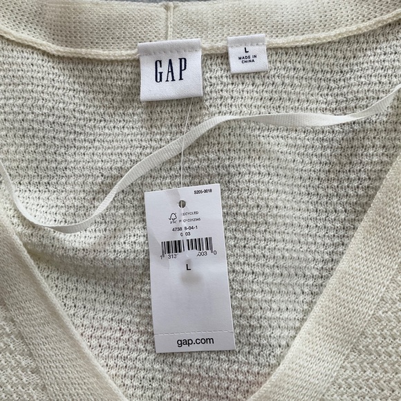 Gap Tunic Sweater Women’s Sz L Cream Brooklyn V-neck Wool Blend Sheer NWT - Picture 9 of 13
